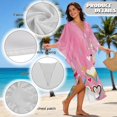thumbnail image 6 of Xixirimido Heart Shapes Pink Print Women's Kaftan Dresses Plus Size Beach Cover Up V-Neck Batwing Sleeve Swimsuit Coverup Summer Caftan Dress, 6 of 7
