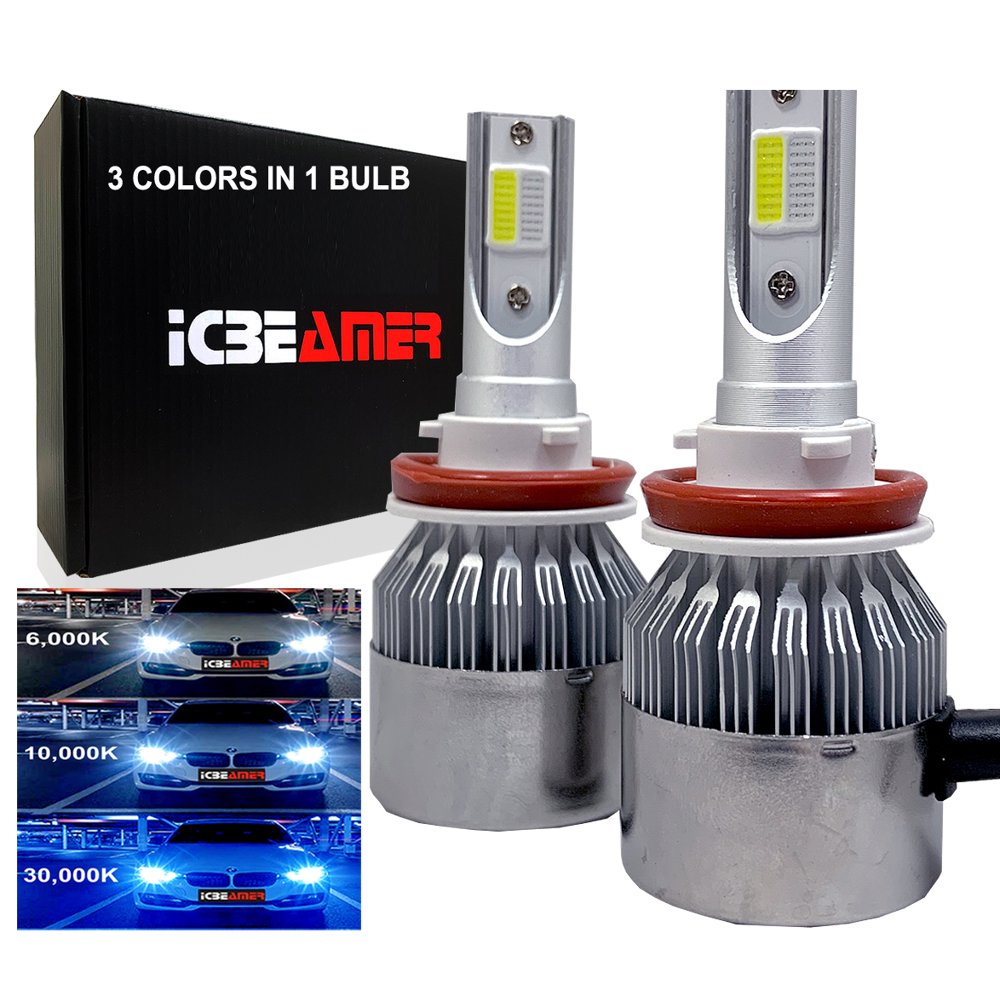 ICBEAMER H11 LED COB Low Beam Headlight Kit Bulb Replace HID or Halogen