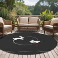 thumbnail image 4 of Round Rugs 8Ft, Black Modern Round Area Rug Washable Indoor Throw Carpet, Farmhouse Rabbit Abstract Art Large Non Slip Circle Rug for Kids Room RV Home Decor Aesthetic, 4 of 8