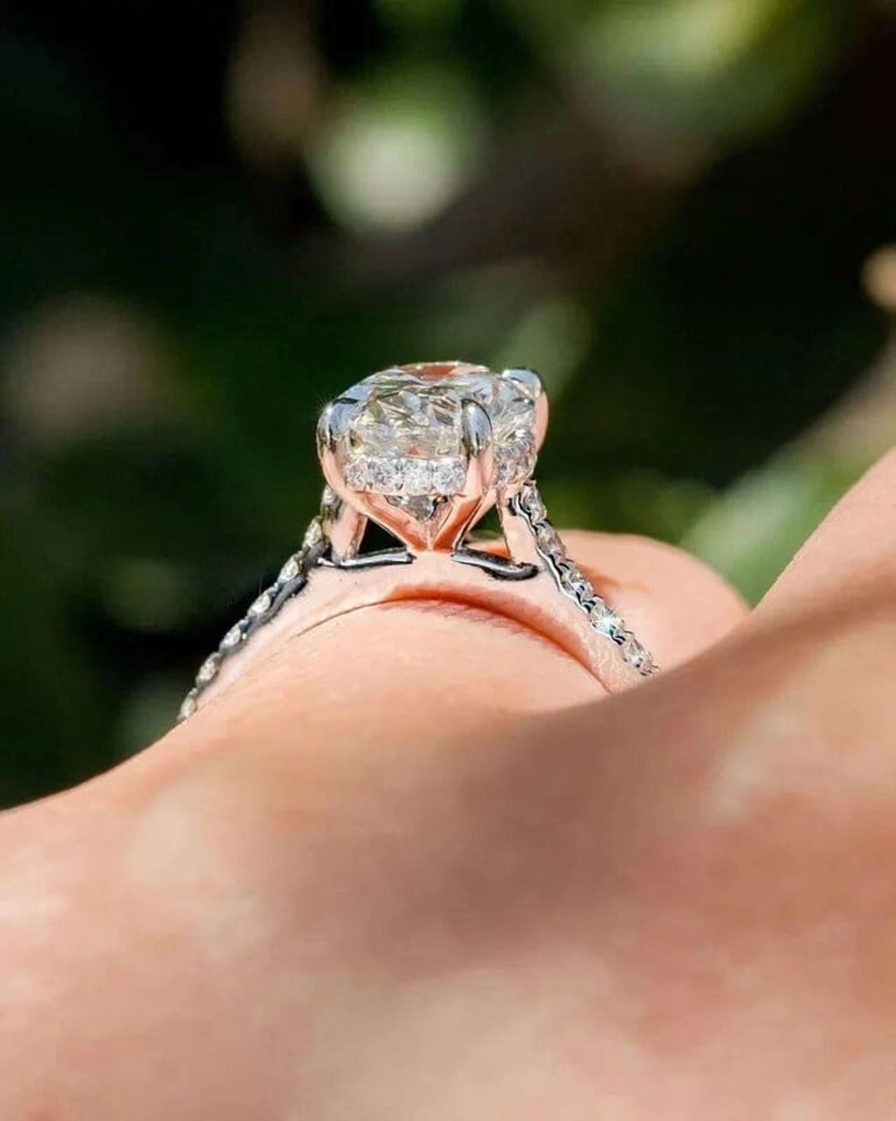 solitaire jewels 2.75CT Oval Moissanite Hidden Halo Engagement Ring For Women, 14K Yellow Gold