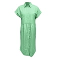 thumbnail image 4 of ANINEO Striped Lapel Button Down Shirt Dress Women Blue White Striped Midi Tshirt Dress Summer Functional Pockets Versatile Daliywear, 4 of 5