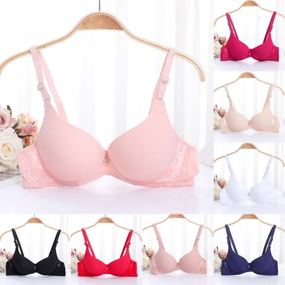 SROBPTY Bra for Women, Womens Push Up Bra, Women's Solid Color Seamless Underwire Thin Push Up Daily Bras Red,38/85AB