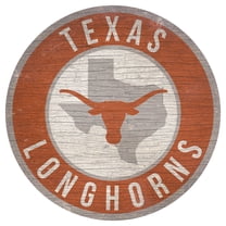 Texas Longhorns Sign Wood 12 Inch Round State Design