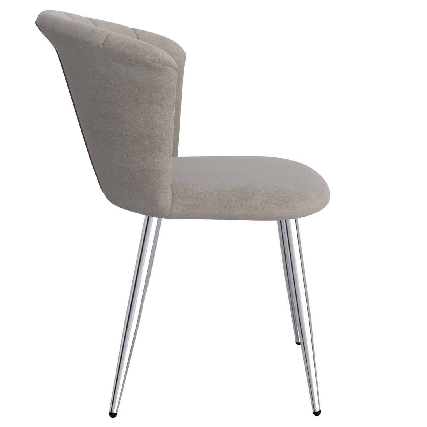 Set of 2 Modern Velvet & Metal Side Chair in Grey