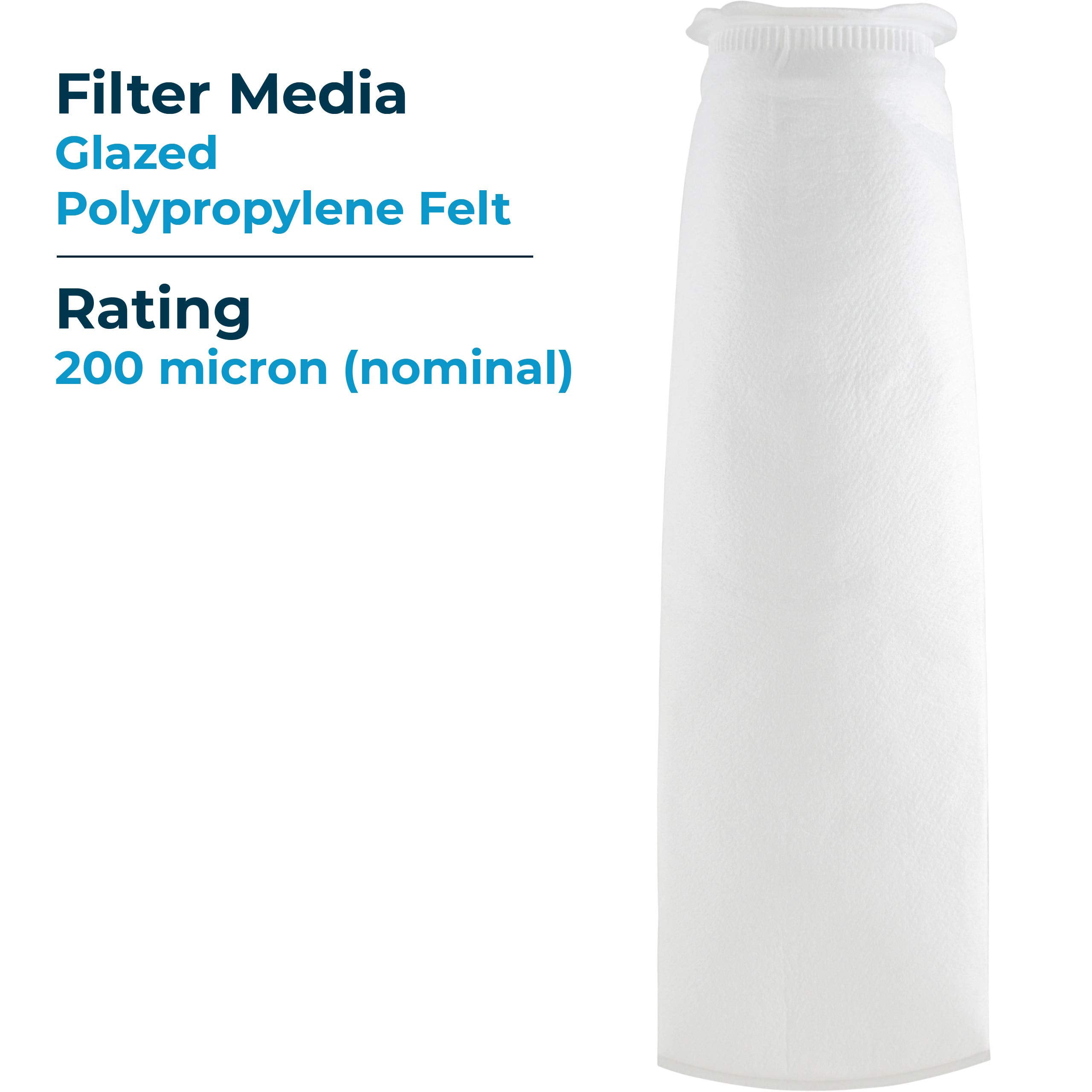 SpiroPure SP-BP-420-200 200 Micron #4 (20”) Glazed Polypropylene Felt Liquid Bag Filter BP-420-200 155396-03 (Case of 40)