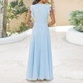 thumbnail image 7 of Usmixi Summer Dresses for Women Casual Ruffle Sleeve Empire Waist Wedding Guest A Line Maxi Dresses 2023 Sleeveless V-Neck Solid Long Formal Dress Sky Blue XXL, 7 of 7