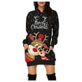 thumbnail image 1 of Chandail en Molleton de Noël pour Femmes, Cardigan à Col Rond Chaud, Veste de Mode à Capuche, Fermeture Mi-Longue, Imprimé de Vacances, Pull à Manches Longues, Pull de Noël, 1 of 6