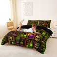 thumbnail image 3 of Homewish Skull Skeleton Duvet Cover Queen,Vintage Bookshelf Queen Bedding,Halloween Comforter Cover,Black Reversible,3-Piece,1 Duvet Cover and 2 Pillowcases, 3 of 6