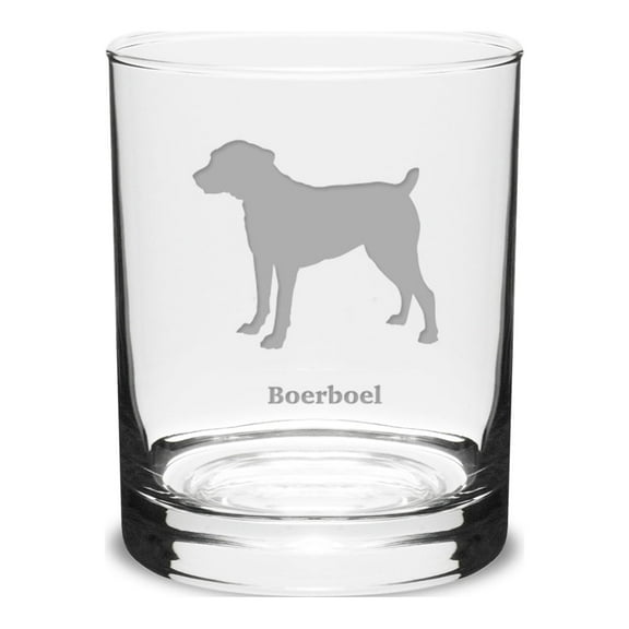 Boerboel Deep Etched 14 oz Classic Double Old Fashion Glass