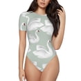thumbnail image 1 of Fotbe White Birds Body de Mujer con Cuello Redondo y Mangas Cortas, Sin Mangas Ajustado, Suave, Cómodo y Básico-Small, 1 of 7