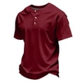 thumbnail image 3 of WULMLEO Men's Soft Cotton Henley Tees Three Button Notch Neck Short Sleeve Breathable Casual Walking T-Shirts Wine L, 3 of 6