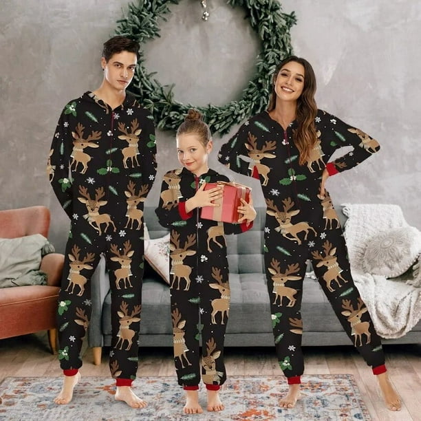 Conjunto de pijamas familiares de Navidad para mama papa ninos trajes a juego con estampado de alces ropa de dormir informal suave pijama con aspecto navideno novedad de invierno de 2024