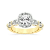 IGI Certified 2 Carat Cushion Shape Lab Grown Diamond Engagement Ring | 14K Yellow Gold |Micaela Halo Diamond Ring | FG-VS1-VS2 Quality Friendly Diamonds