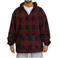 thumbnail image 3 of DDAPJ pyju Men's Fuzzy Sherpa Sweatshirt Quarter Zip Long Sleeve Casual Pullover Sweatshirts Fall Winter Fleece Sweatshirt with Kangaroo Pocket Flash Deals Wine L, 3 of 7