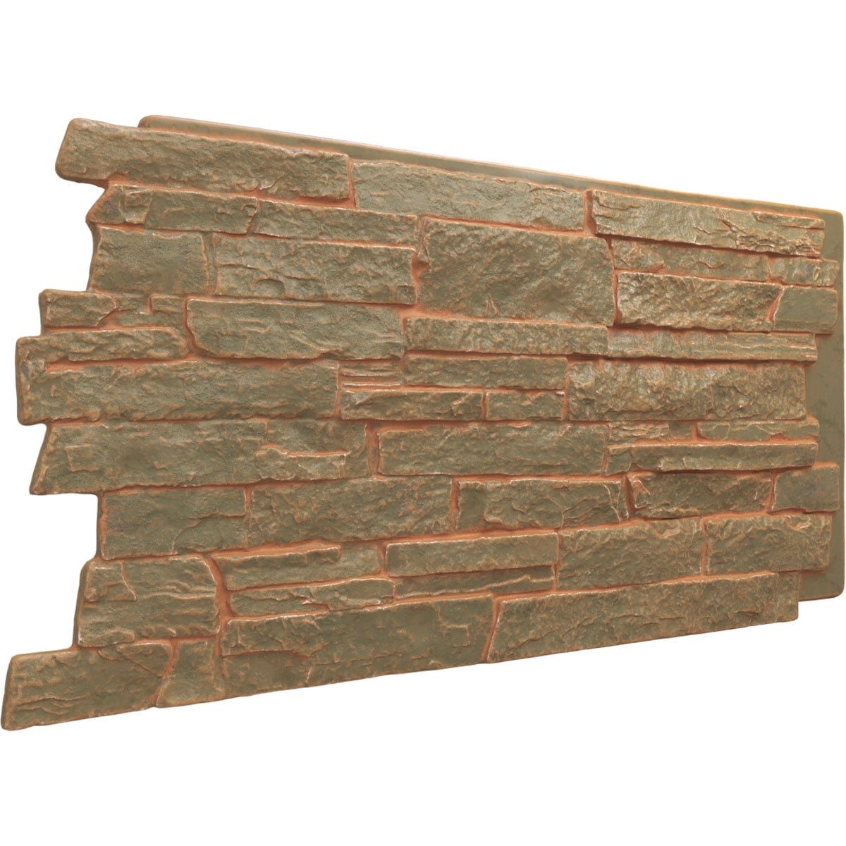 Ekena Millwork 49"W x 25 1/2"H x 1 1/4"D Acadia Ledge Stacked Stone, StoneWall Faux Stone Siding Panel, Iron Mill