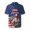 250th Anniversary Patriotic Print, variant on American Bald Eagle Pattern Moisture Wicking Men's Short Sleeve Shirt, Breathable Soft Men's Short Sleeve Button Up Shirt for Resort Beach Party