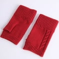 thumbnail image 2 of Women Warm Gloves for Cold Weather Windproof Thermal Half Finger Winter Glove for Running Driving Cycling Hiking Biking Outdoor Sports Daily Work Red, 2 of 4