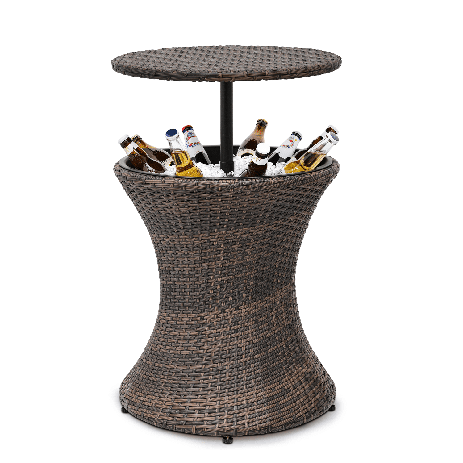 MADOG 7.5 Gallon Cooler Bar Table, Rattan Style Patio Bar Table Ice