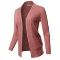 thumbnail image 1 of FashionOutfit Women's Basic Long Sleeve Rib Banded Open Front Cardigan, 1 of 1