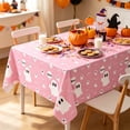 thumbnail image 4 of Halloween Ghost Themed Party Tablecloth Black and Pink Festive Fabric Cover for Holiday Gathering Decor, 4 of 6