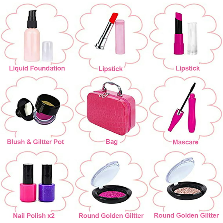 Kids Makeup Kit for Girls 29 Pcs, Washable Real Makeup Kit with Cosmetic  Bag, Safe & Non-Toxic Little Girls Play Makeup Set for 5+ Years Old Little