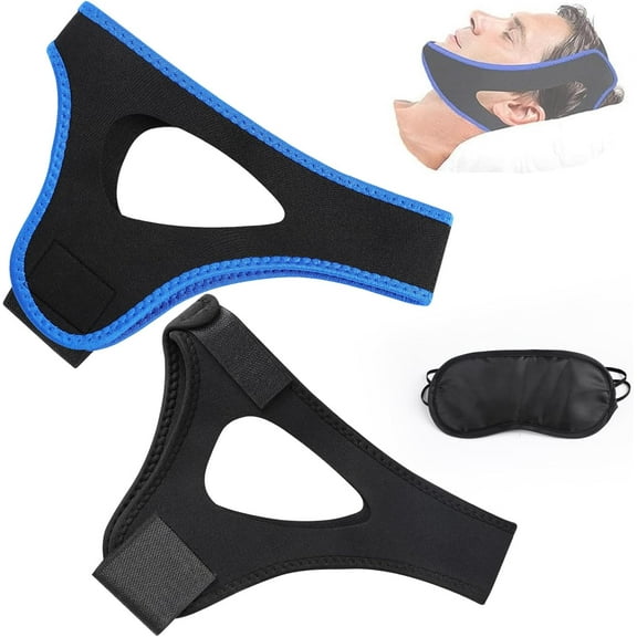 2PCS Veralabs Airflow Jaw Strap, Breathable Anti Snoring Chin Strap, Adjustable for Men Women Sleeping (Black Blue)