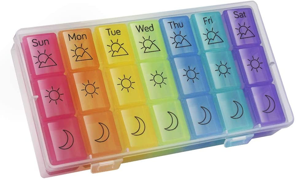 Weekly Pill Organizer 3 Times A Day Pill Box 7 Day Pill Holder Large Compartments Moisture Proof Pill Case Medication Reminder Portable Travel Container For Vitamins Fish Oil Meds And Supplements Walmart Com Weekly Pill Organizer 3 Times A Day Pill Box 7 Day Pill Holder Large Compartments Moisture Proof Pill Case Medication Reminder Portable Travel Container For Vitamins Fish Oil Meds And Supplements Walmart Com
