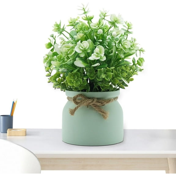 Artificial Flowers with Pot, Indoor Outdoor Faux Plants, Desktop Decoration Farmhouse Plants, Miniature Artificial Plants, Fake Flowers in Pot