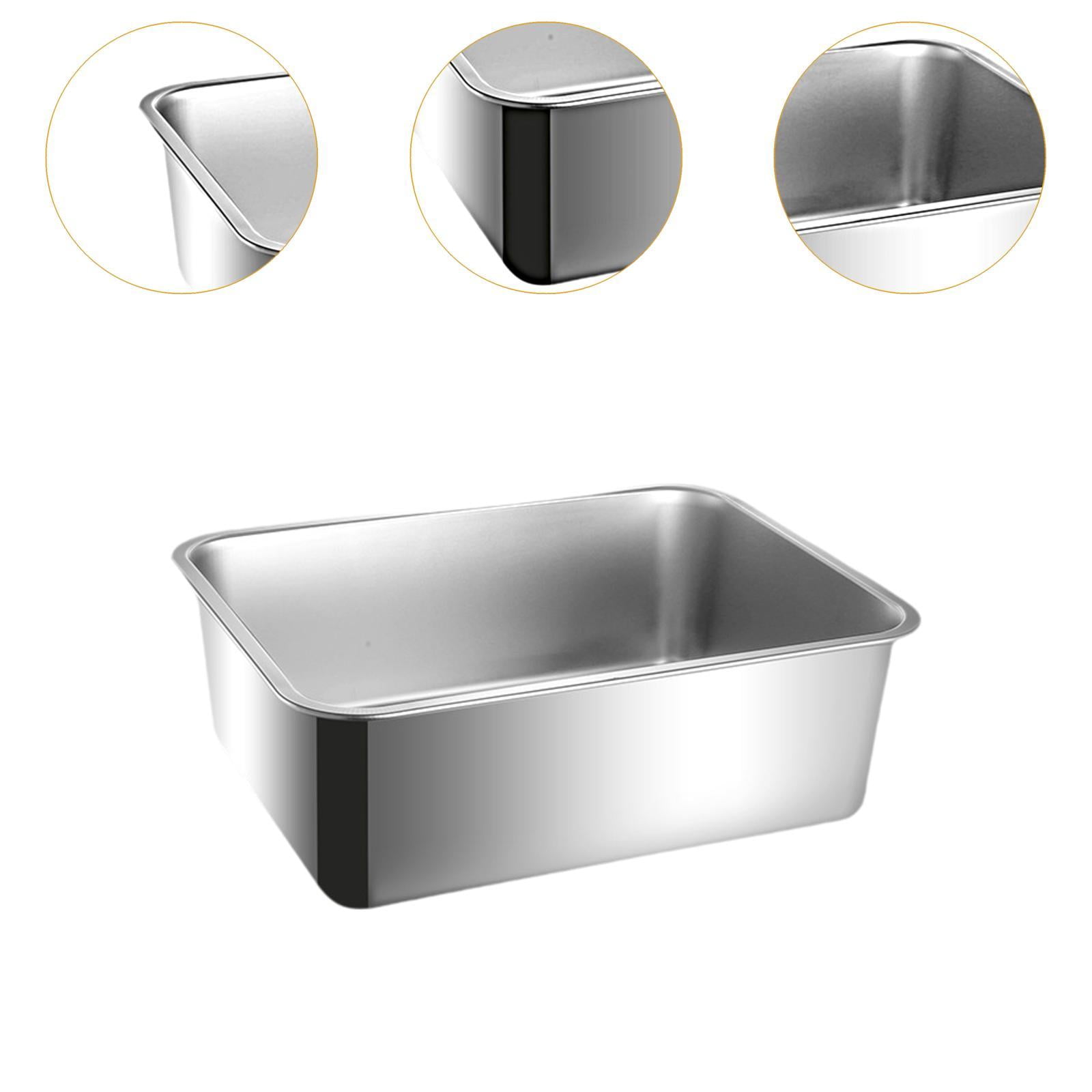Zxpjkyu Cat Litter Box Litter Pan Stainless Steel Container Easy to Clean Open Top Large Height 15cm