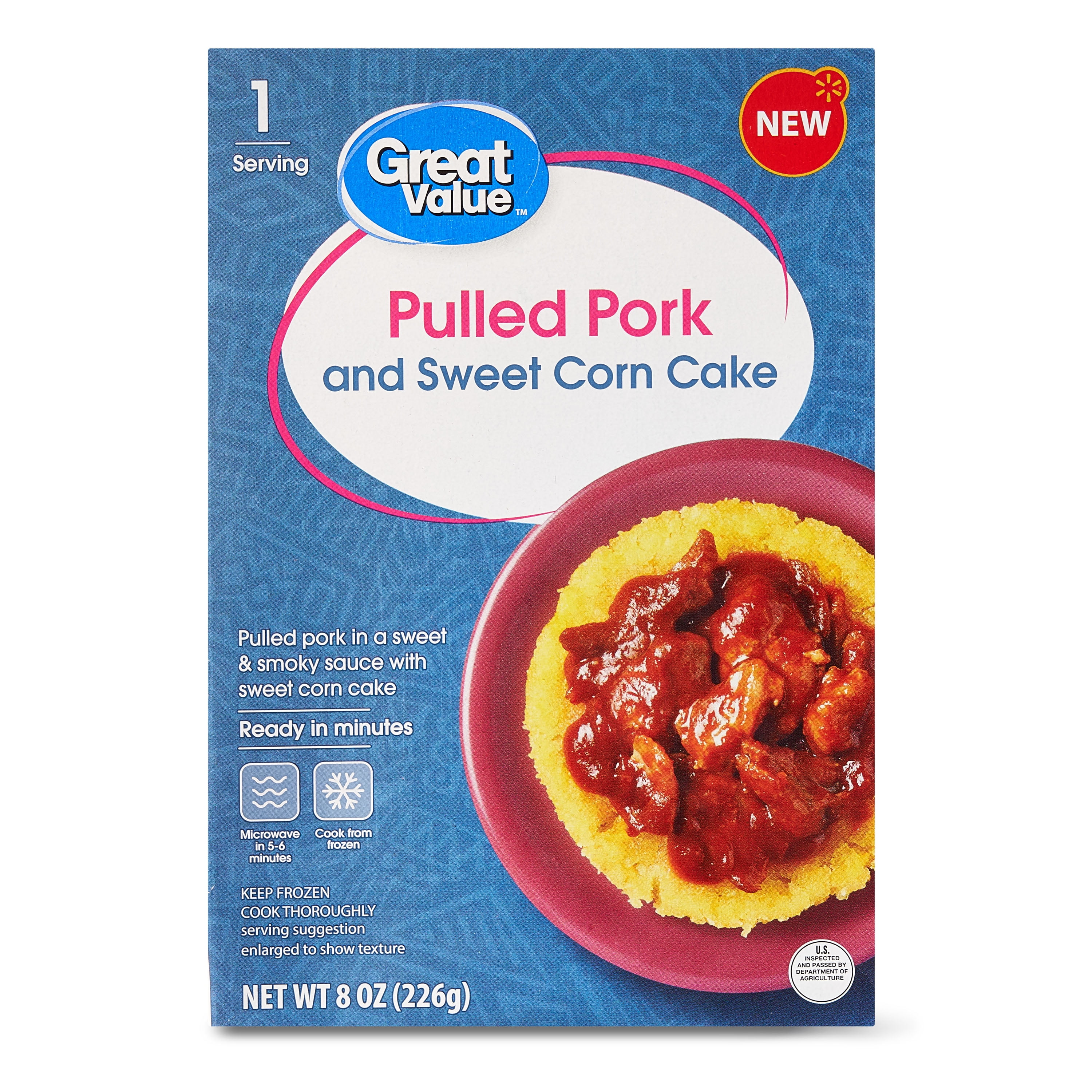 Great Value Pulled Pork & Sweet Corn Cake Packaged Meal, 8 oz (Frozen)