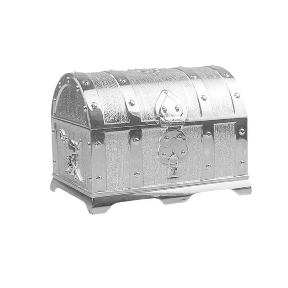 ZLight Pirate Treasure Chest Plastic Smooth Treasures Box Buckle Pretend Toys Games Cosplay Themed Party Gift Birthday Silver 1