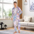 thumbnail image 6 of FORMRS Onesies Pajama for Adults Unisex Hoodie Winter Jumpsuit One Piece Sleepwear, Sizes S-2XL, Purple Marble Pattern, 6 of 7