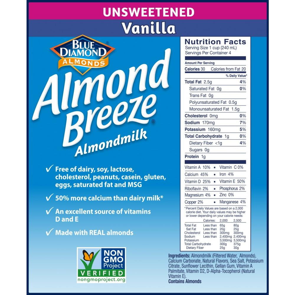 Unsweetened Vanilla Almond Milk Nutrition Information – Runners High ...