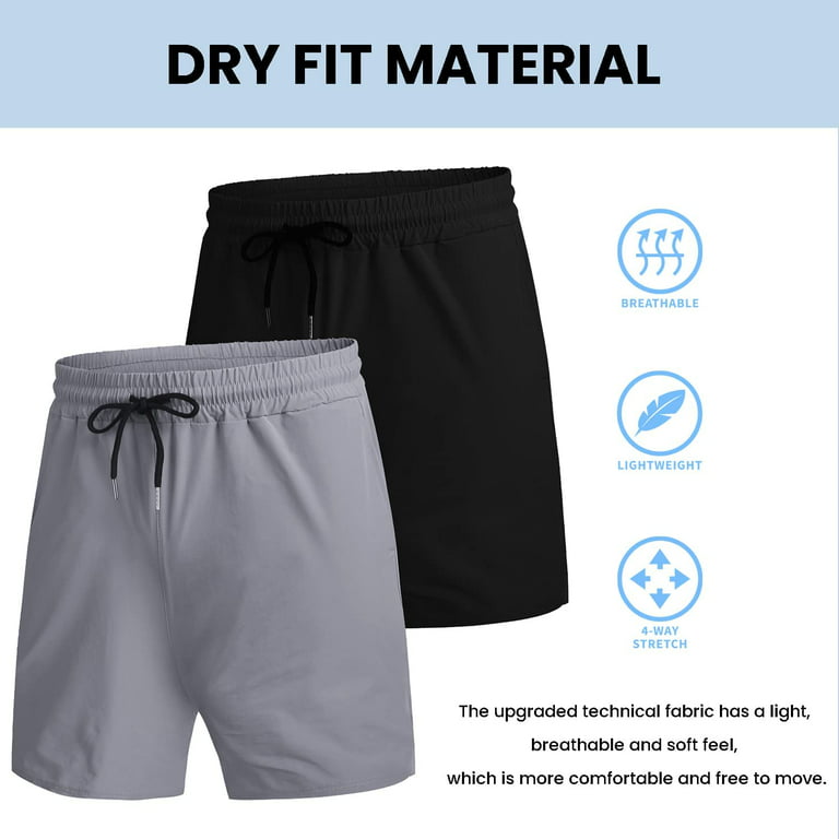 Coofandy Men Shorts with Pockets 2 Pack Quick Dry Gym Workout