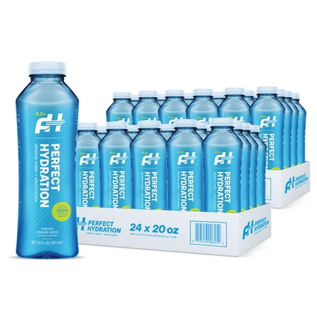 Perfect Hydration 9.5 pH Alkaline Water, Electrolytes for Taste, Bottles Made with 100% Recycled Plastic, 20 Fl Oz, Case of 24 Bottles, 2 Cases