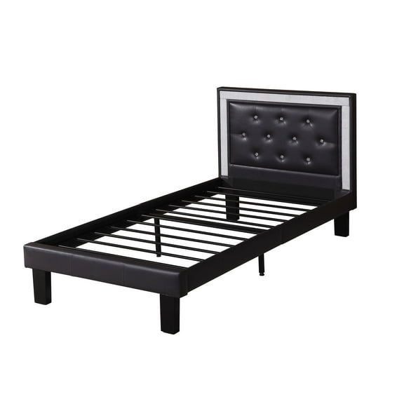 Faux Leather Upholstered Twin Bed Frame