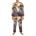 thumbnail image 3 of Fotbe Romantic Flower Fox Pattern Long Sleeve Pajama Set for Men,Sleepwear Set,2-piece Loungewear Set,Soft PJs Comfy Nightwear with Pockets-Medium, 3 of 7