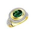 thumbnail image 5 of RYLOS Rings for Women 14K Gold Plated Silver Ring Classic 9X7MM Oval Gemstone & Diamonds Green Sapphire Jewelry Size 12, 5 of 8