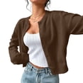 thumbnail image 6 of Cropped Cardigan Sweater Womens Lightweight Soft Knit Long Sleeve Crew Neck Button Down Dressy Cute Versatile Spring Fall Business Casual Work Travel Coffee S, 6 of 6