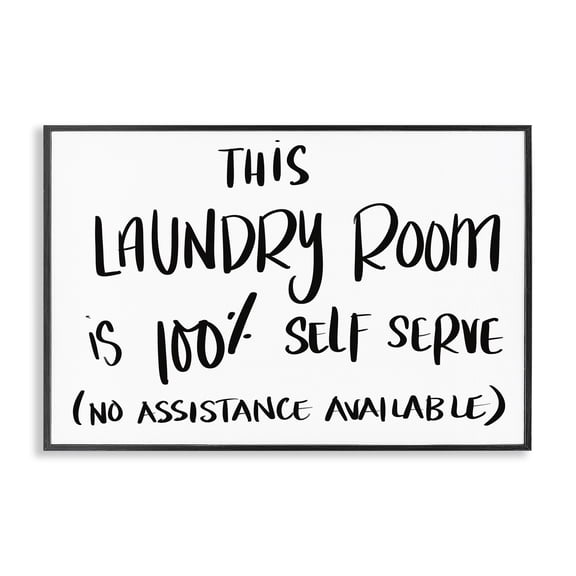 Stupell Industries Cottage Self Serve Laundry No Assistance Black Framed Giclee Art, 18 x 12, by SD Graphics Studio