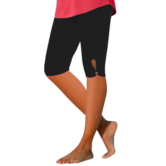 Bermuda Shorts for Women Knee Length High Waisted Side Split Elastic Waist Summer Dressy Womens Yoga Pants Athletic Shorts with Pockets Summer Stretch Loose Black L