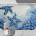 thumbnail image 3 of 1pc Blue Starfish and Coral Absorbent Non-Slip Bathroom Thickened Flannel Rug Decor,Soft,Quick Drying,Suitable For Indoor/outdoor Use,Bathrooms,Bedrooms,Kitchens,Terrace,Laundry Rooms,16"x24", 3 of 9