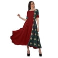 thumbnail image 2 of Moomaya Robe Midi à Manches Courtes en Viscose Imprimée pour Femmes, Taille à Cordon de Serrage, 2 of 4