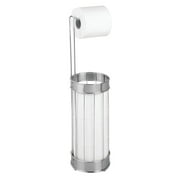 iDesign Bruschia Stainless Steel Free-Standing Toilet Paper Storage Dispenser - 5.75" x 5.75" x 23.75", Chrome/Brushed