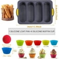 thumbnail image 2 of Qianfeng 4-Cavity Silicone Non-Stick Bread Loaf Pan, French Baguette Baking Pan, Includes 6 Muffin Cups, 2 of 9