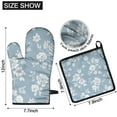thumbnail image 6 of Blue Pioneer Flower Kitchen Oven Mitt and Pot Holder Sets 2 Pcs for Baking, Cooking and Grilling, Heat Resistant Up To 392 °F, 6 of 7