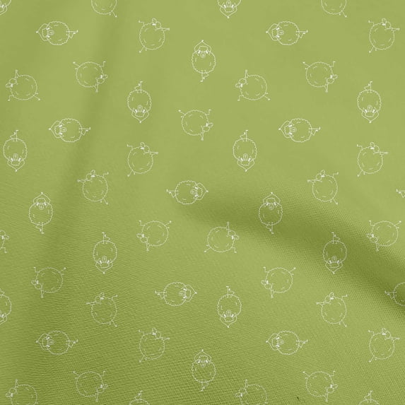 oneOone Rayon Light Green Fabric Yoga Sheep Fabric For Sewing Printed Craft Fabric By The Yard 56 Inch Wide