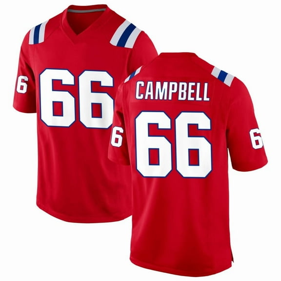 Men's New England Campbell 66 Red Sports Player Game Stitched Name Number T-Shirts, Small