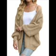 thumbnail image 1 of Chaqueta de Punto Extragrande de Larga con Abertura Frontal y Bolsillos para Mujer, Estilo 2025 Caqui Superficial M, 1 of 8