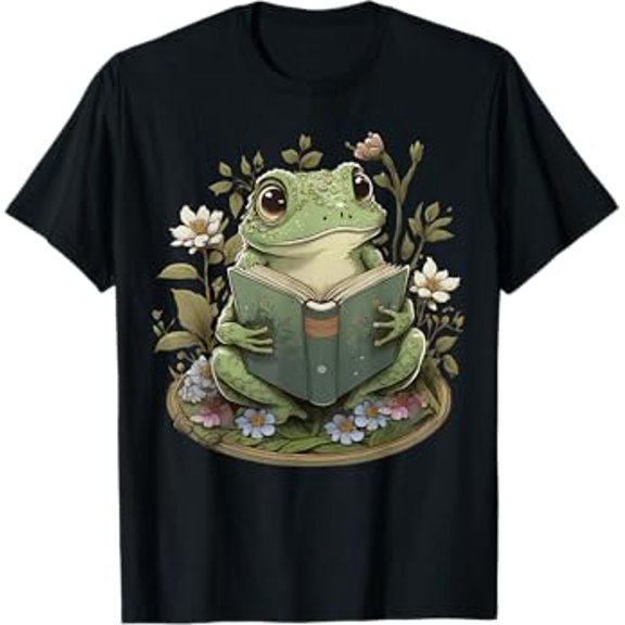 Cute Cottagecore Floral Frog Aesthetic Graphic Unisex T-Shirt for Men Women Kids Toddler
